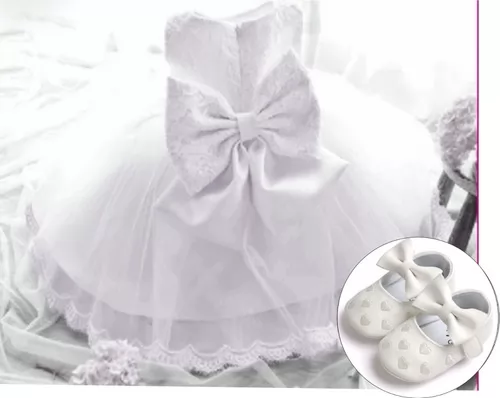 Vestido Festa Casamento  Bebe Branco + Sapato